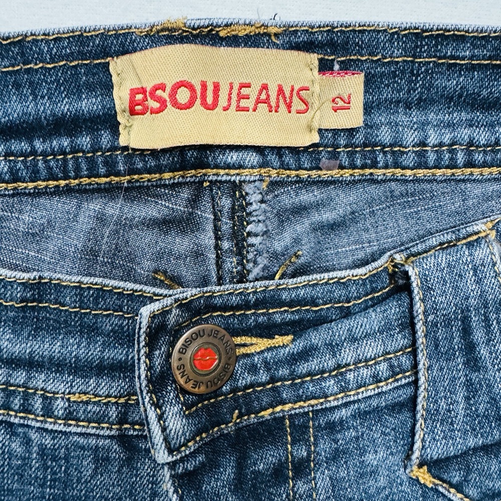 Bsou Jeans Wide‎ Legs Embroidered Legs & Pockets Sz 12 - Picture 6 of 15